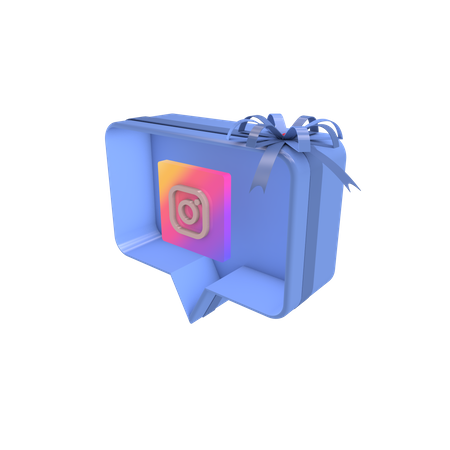 Caixa de presente social com instagram  3D Icon