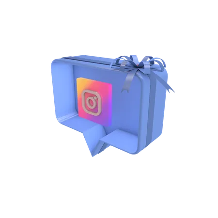 Caixa de presente social com instagram  3D Icon