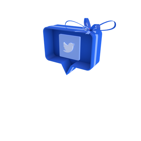 Caixa de presente social com Twitter  3D Icon