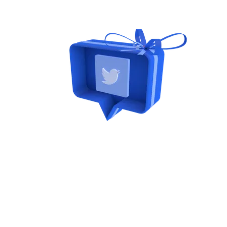 Caixa de presente social com Twitter  3D Icon