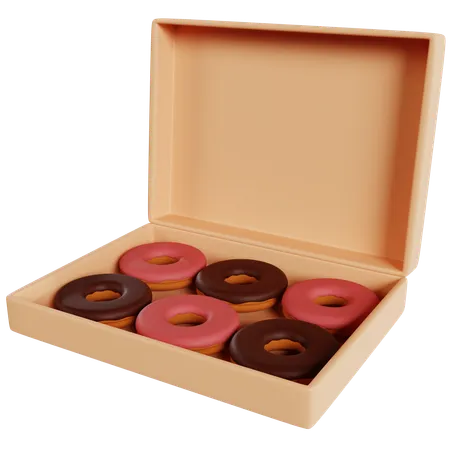 Deliciosa caixa de sortimento de donuts  3D Icon