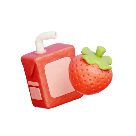 Caixa de suco de morango  3D Icon