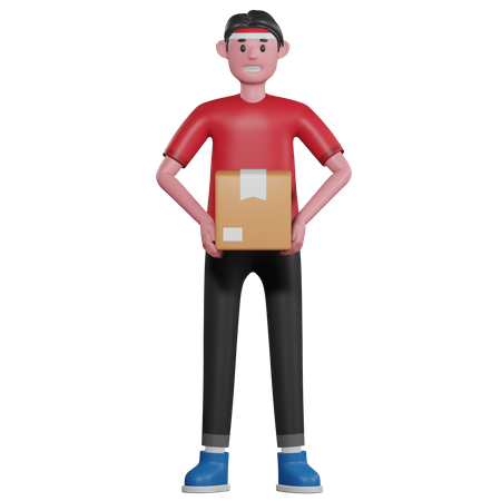 Caixa de transporte de homem indonésio  3D Illustration