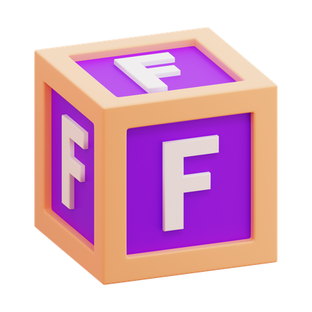 Caixa do alfabeto letra f  3D Icon