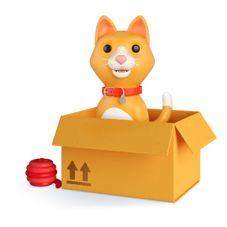 Caixa de gato laranja  3D Icon