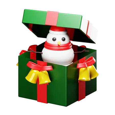 Caixa de presente com boneco de neve  3D Icon