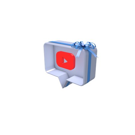 Caixa de presente social com youtube  3D Icon