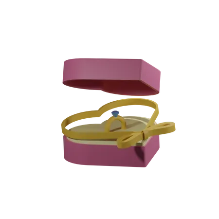 Caja de anillo de san valentín  3D Illustration