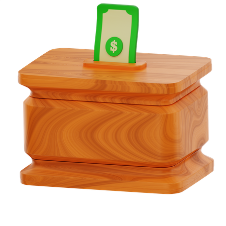 Caja de caridad de madera  3D Icon