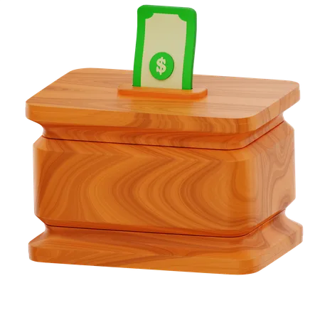 Caja de caridad de madera  3D Icon