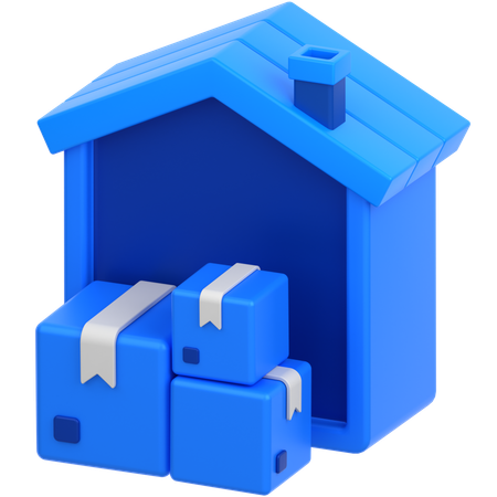 Caja con casa  3D Icon