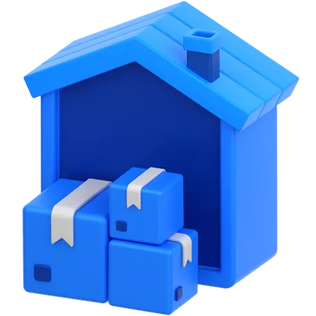 Caja con casa  3D Icon