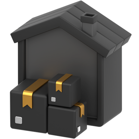 Caja con casa  3D Icon