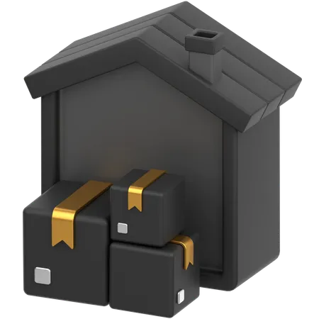 Caja con casa  3D Icon