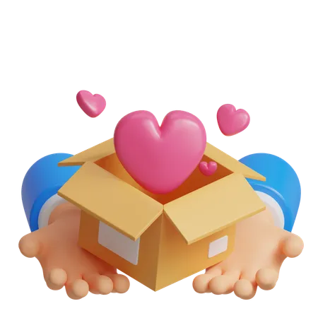 Caja de donaciones de amor para caridad  3D Icon