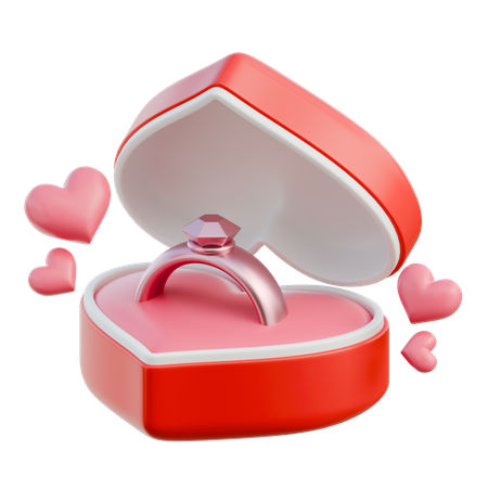 Caja de anillo de corazón  3D Icon