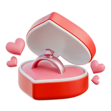 Caja de anillo de corazón  3D Icon