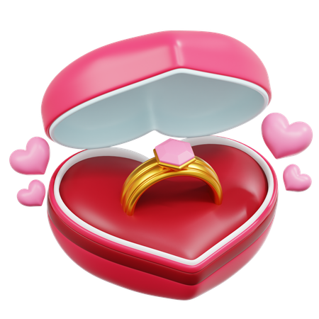 Caja de anillo de corazón  3D Icon