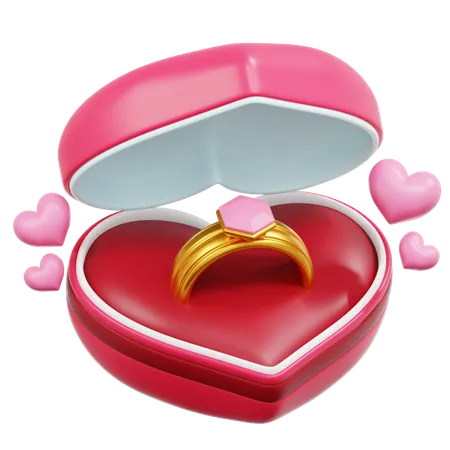 Caja de anillo de corazón  3D Icon