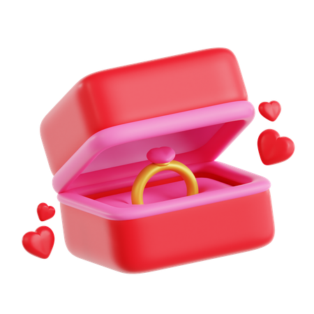 Caja de anillo de corazón  3D Icon