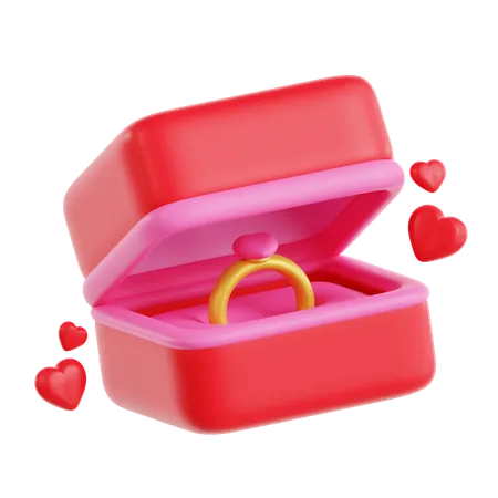 Caja de anillo de corazón  3D Icon