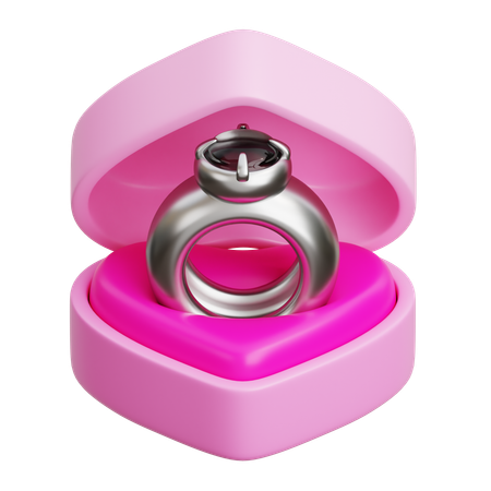 Caja de anillo de corazón  3D Icon