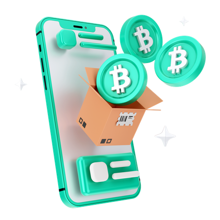 Caja de bitcoin en línea  3D Icon