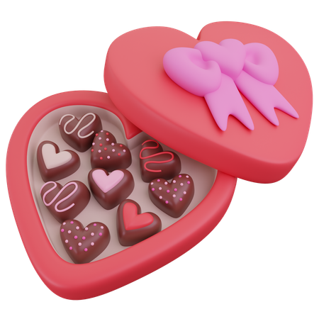 Caja de chocolates en forma de corazon  3D Icon