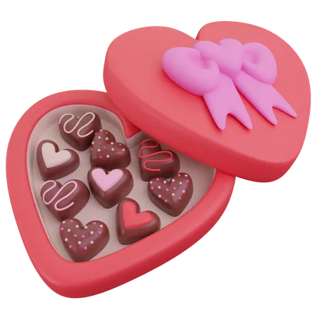 Caja de chocolates en forma de corazon  3D Icon