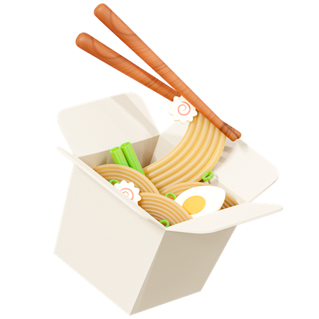 Caja para llevar comida china con fideos.  3D Icon