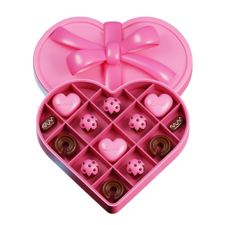 Caja de corazón de regalo de chocolate  3D Icon