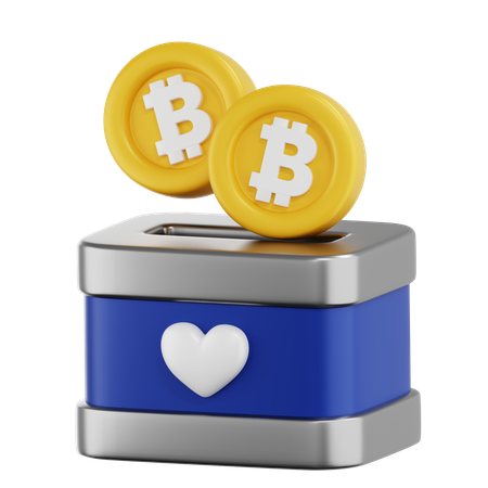 Caja de donaciones de bitcoin  3D Icon