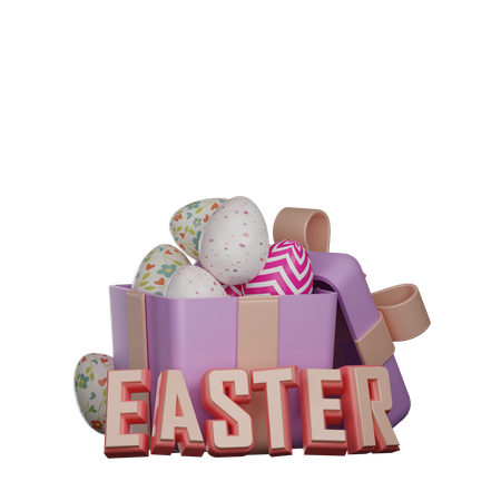 Caja de huevos de regalo de Pascua  3D Illustration