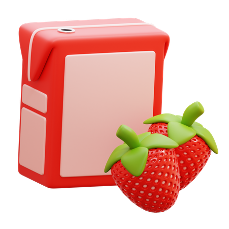 Caja de jugo de fresa  3D Icon