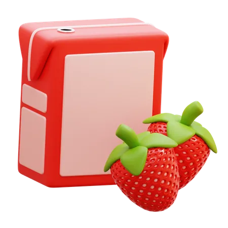 Caja de jugo de fresa  3D Icon