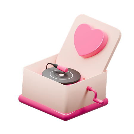 Caja de música con símbolo de corazón  3D Icon