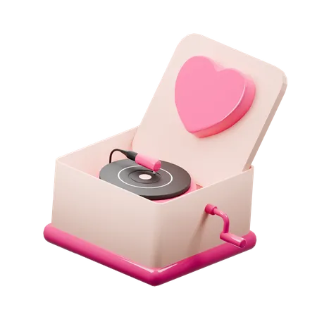 Caja de música con símbolo de corazón  3D Icon