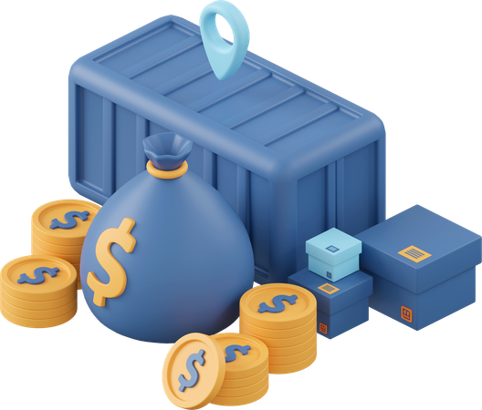 Caja de paquete con dinero  3D Icon