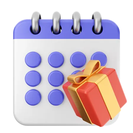 Calendario de caja de regalo  3D Icon