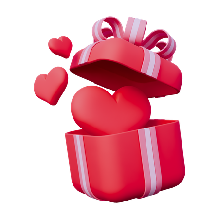 Caja de regalo con amor  3D Icon