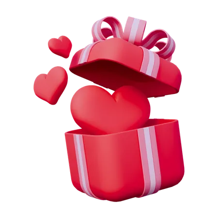 Caja de regalo con amor  3D Icon