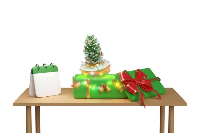 Caja de regalo con árbol de navidad  3D Icon