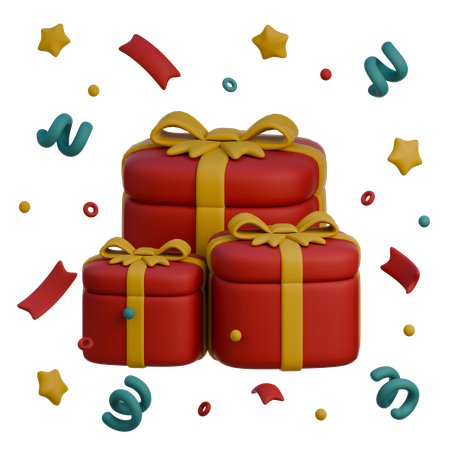 Caja De Regalo Con Confeti  3D Icon