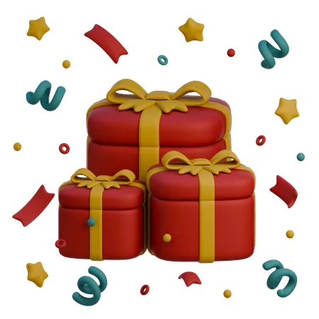 Caja De Regalo Con Confeti  3D Icon