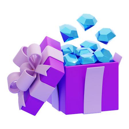 Caja de regalo con diamante  3D Icon