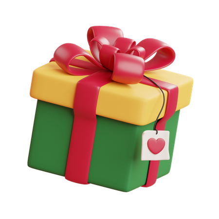 Caja De Regalo Con Etiqueta De Amor  3D Icon