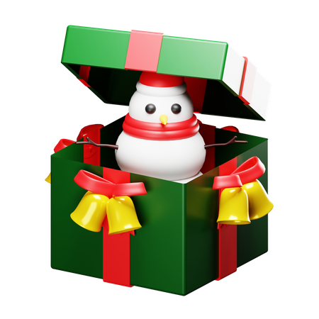 Caja de regalo con muñeco de nieve  3D Icon