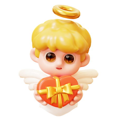 Caja De Regalo Cupido Con Corazón  3D Icon