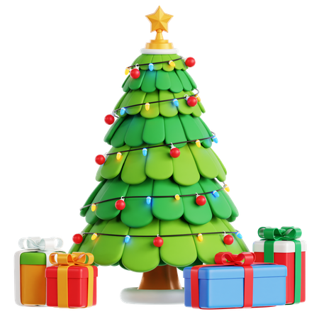 Caja de regalo del árbol de navidad  3D Icon