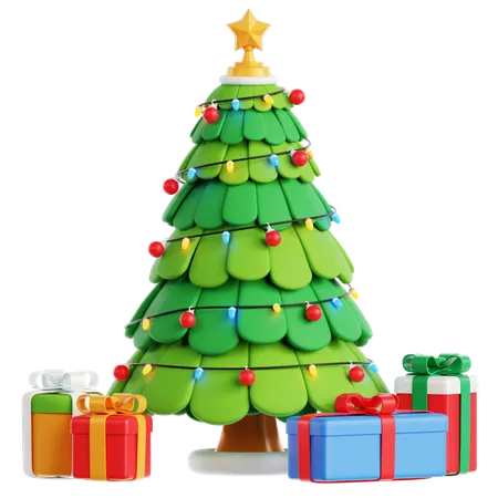 Caja de regalo del árbol de navidad  3D Icon